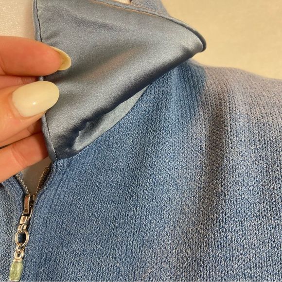 St. John Collection Brand Blue Full Zipper Knit Jacket Size 4 - Picture 8 of 13